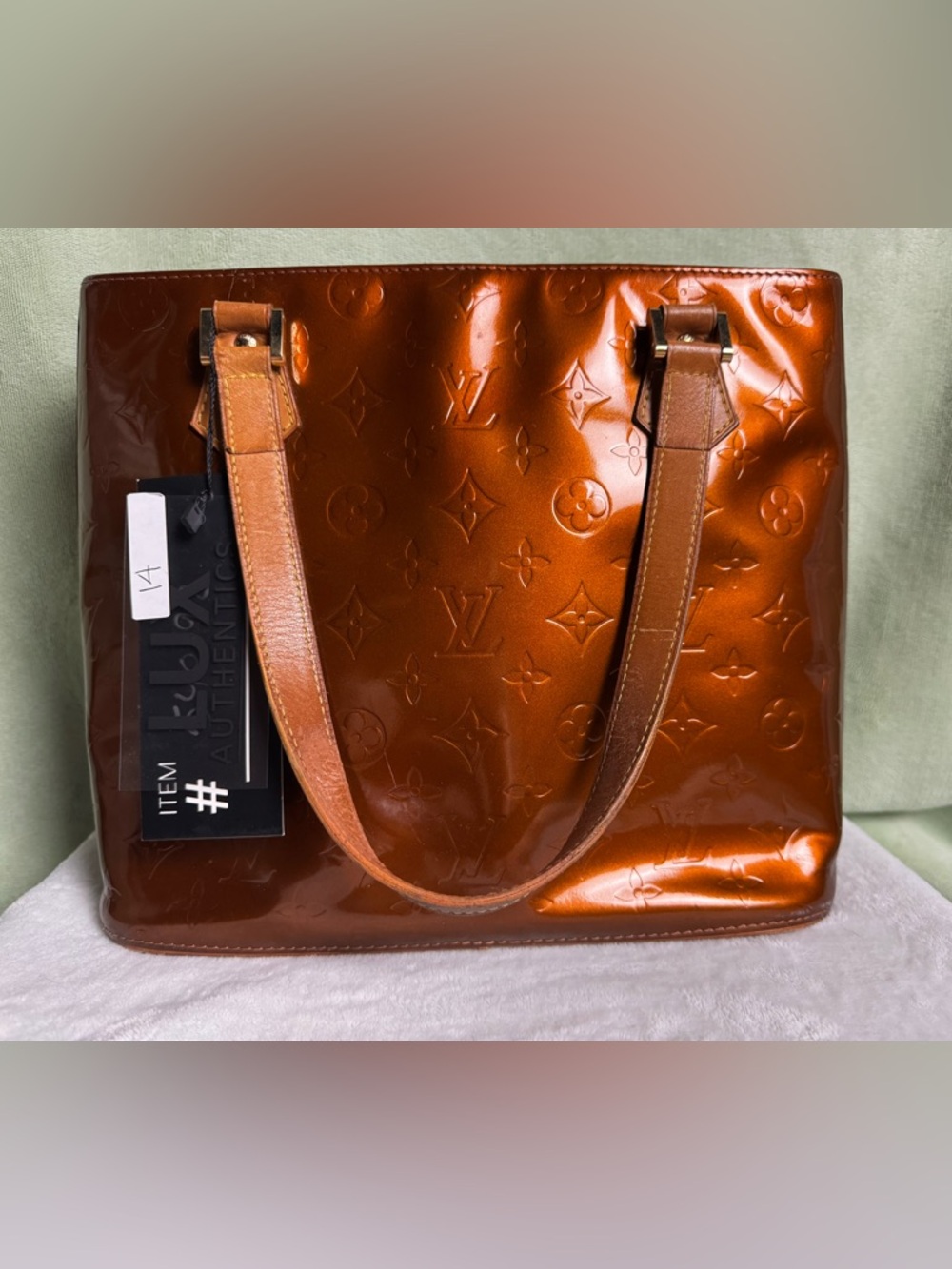 Louis Vuitton Bronze Monogram Vernis Houston Tote Bag - Authentic Vintage